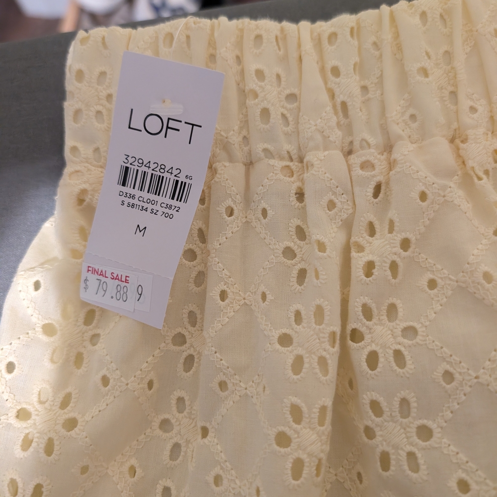 LOFT Cream Eyelet Maxi Skirt